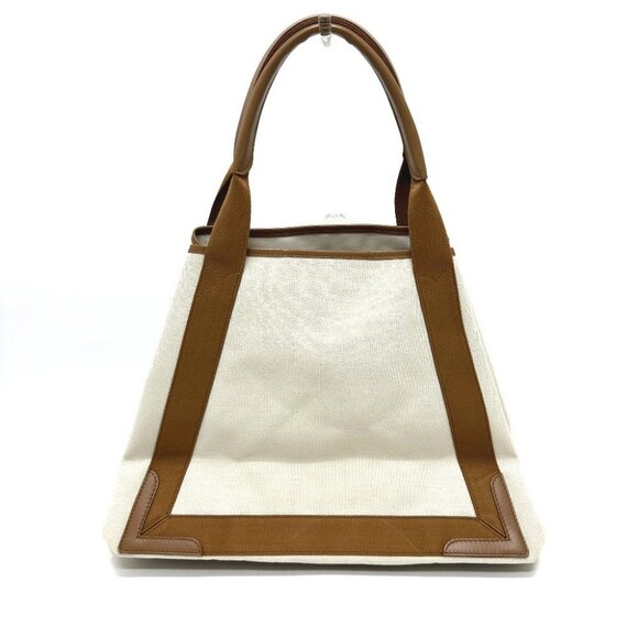 BALENCIAGA 339936 Navy Kabas M bag shawl Tote Bag Canvas/Leather Beige/Brown - Picture 2 of 15